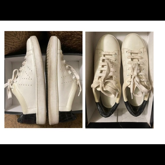 VINCE LEATHER WHITE / BLACK LACE UP SNEAKERS US 5M - Picture 6 of 8